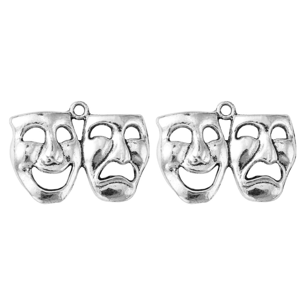 2073 20 Pcs Retro Comedy and Tragedy Mardi Gras Charms Happy Sad Drama Mask